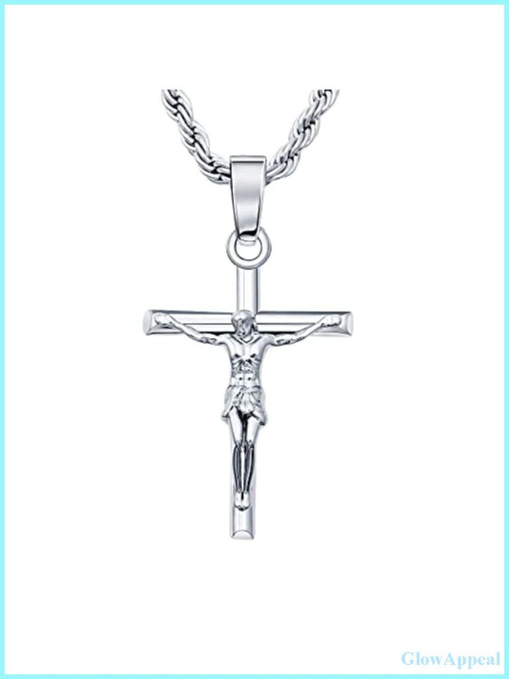 18K Gold Plated Crucifix Cross Pendant Necklace with 22" Rope Chain